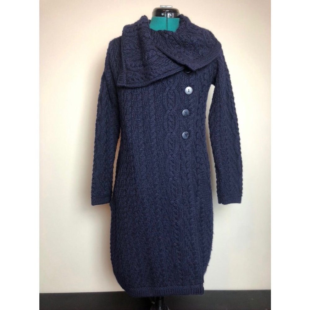 Navy 100% Merino Wool Sweater Jacket - Size Small